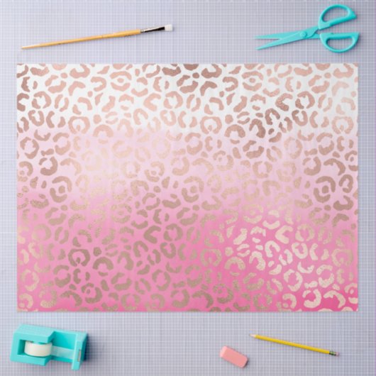 Roze Waterverf Ombre Leopard Print Tissuepapier (Craft)
