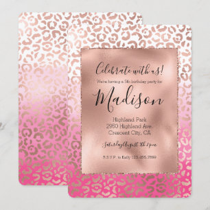 Roze Waterverf Ombre Luipaard Print Kaart