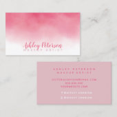 Roze waterverf ombre make-up typografie visitekaartje (Voorkant / Achterkant)