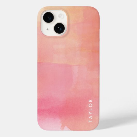 Roze Waterverf Ombre Naam Case-Mate iPhone Case (Achterkant)