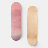 Roze Waterverf Ombre Naam Persoonlijk Skateboard (Voorkant)