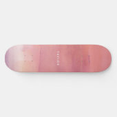 Roze Waterverf Ombre Naam Persoonlijk Skateboard (Horizontaal)