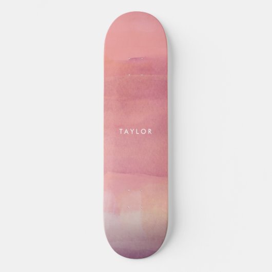 Roze Waterverf Ombre Naam Persoonlijk Skateboard (Voorkant)