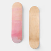 Roze Waterverf Ombre Naam Persoonlijk Skateboard (Voorkant)