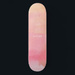 Roze Waterverf Ombre Naam Persoonlijk Skateboard<br><div class="desc">Roze Waterverf Ombre Naam skateboard beschikt over roze,  lavendel,  paarse,  blush en koraal waterverf effect,  plus jouw naam.</div>