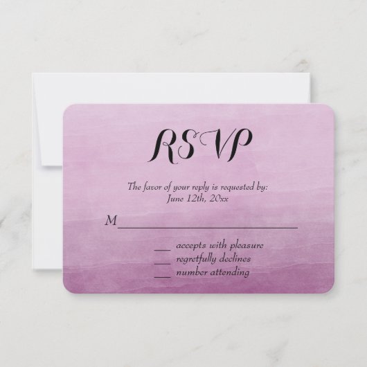 Roze Waterverf Ombre RSVP (Voorkant)