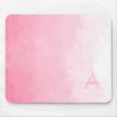 Roze Waterverf ombre vrouwelijk monogram Muismat (Voorkant)
