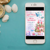 Roze Waterverf onder het Zee meisje Baby shower Kaart