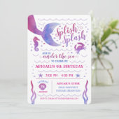 Roze Waterverf Onder het Zee Zeemeermin Verjaardag Kaart (Staand voorkant)