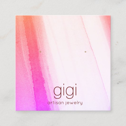 Roze Waterverf-onderzoek met juwelenweergave Vierkante Visitekaartje (Voorkant)