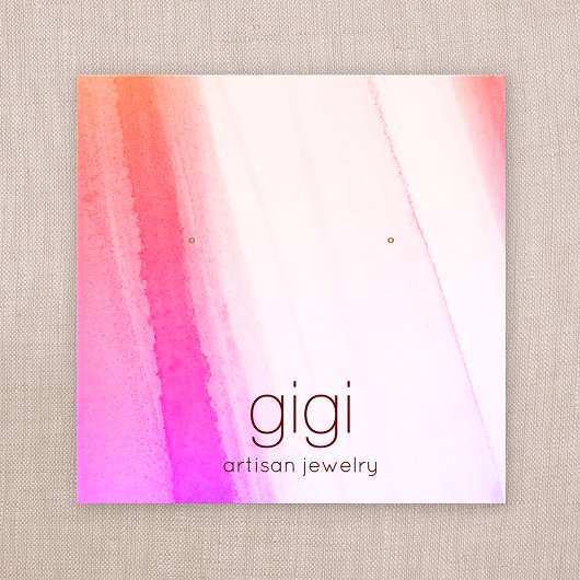 Roze Waterverf-onderzoek met juwelenweergave Vierkante Visitekaartje