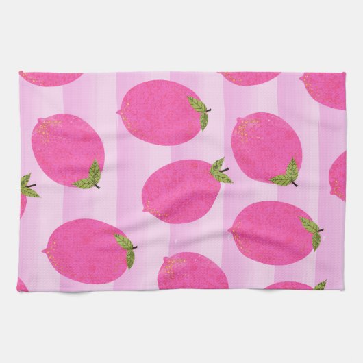 Roze Waterverf op de zomervakantie Theedoek (Horizontaal)