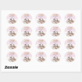Roze Waterverf op het Farm Animals Baby shower Ronde Sticker (Vel)