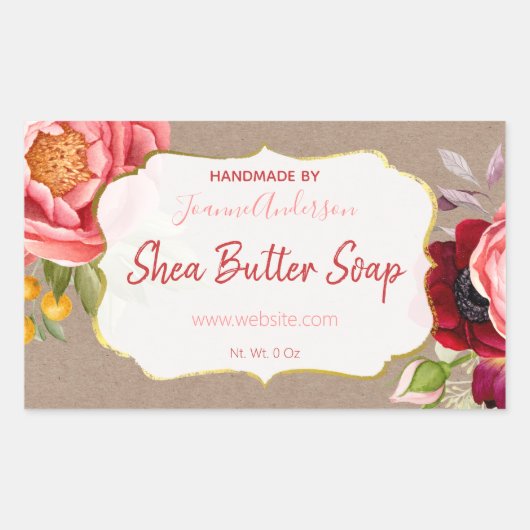 Roze Waterverf op kraft Shea Butter Soap Rechthoekige Sticker (Voorkant)