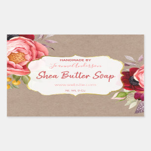 Roze Waterverf op kraft Shea Butter Soap Rechthoekige Sticker