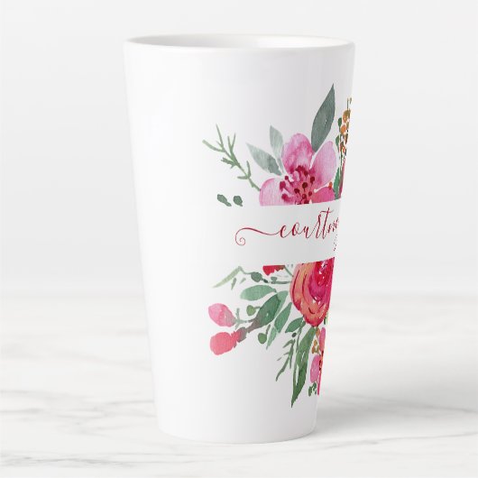 Roze waterverf op maat gemaakt latte mok (Voorkant)