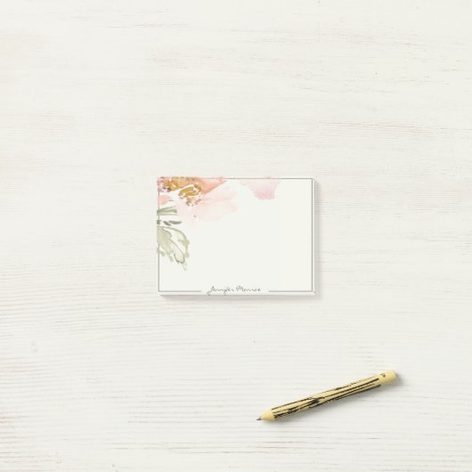 Roze waterverf op maat gemaakt post-it® notes (Op bureau)