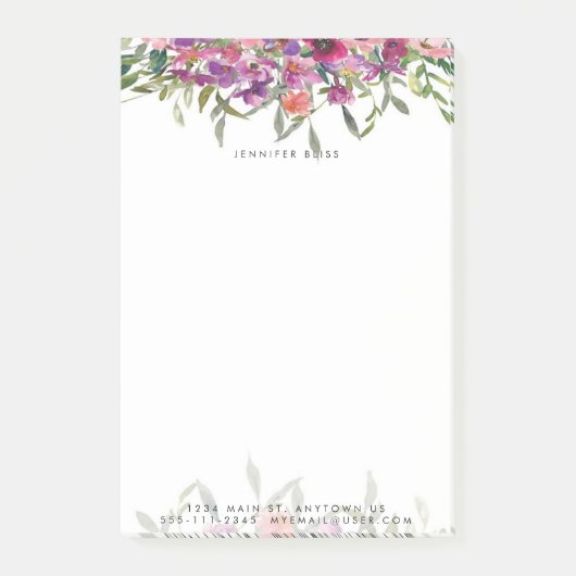 Roze waterverf op maat gemaakt post-it® notes (Voorkant)