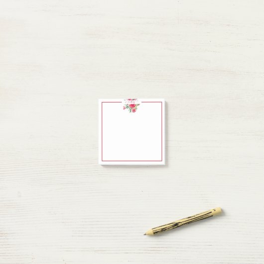 Roze waterverf op maat gemaakt post-it® notes (Op bureau)