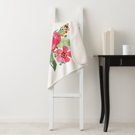 Roze waterverf op maat gemaakt sherpa deken (In situ)