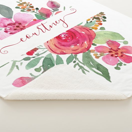 Roze waterverf op maat gemaakt sherpa deken (3/4)