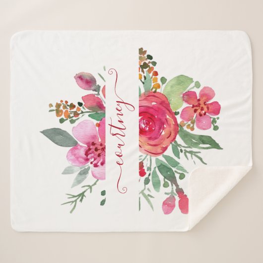 Roze waterverf op maat gemaakt sherpa deken (Voorkant (horizontaal))