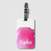 Roze waterverf op maat gesneden reispartij bagagelabel (Voorkant (verticaal))