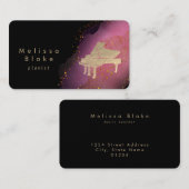 Roze waterverf op zwart visitekaartje (Voorkant / Achterkant)
