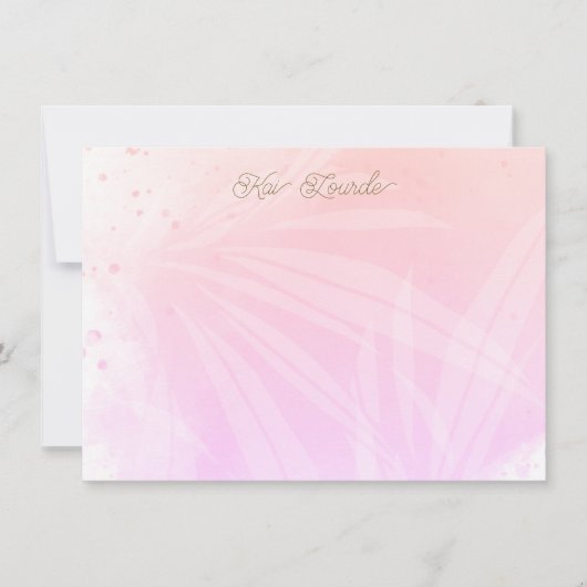  - roze Waterverf Opmerking Kaart Notitiekaartje (Voorkant)