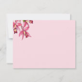 Roze Waterverf Orchid Personeelsformatie Notitiekaartje (Achterkant)