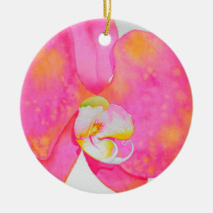 Roze waterverf Orchidee schilderij tropische bloem Keramisch Ornament