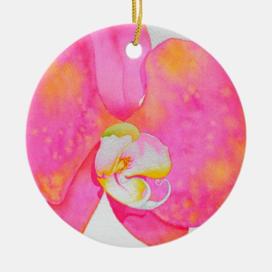 Roze waterverf Orchidee schilderij tropische bloem Keramisch Ornament (Voorkant)