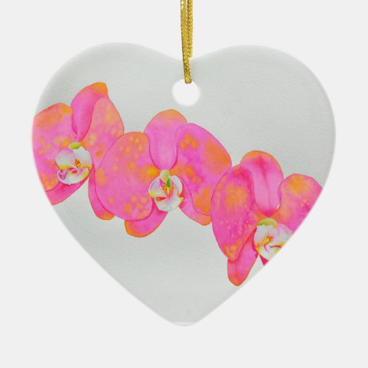 Roze waterverf Orchidee schilderij tropische bloem Keramisch Ornament (Voorkant)