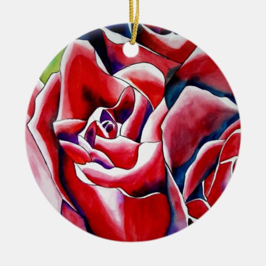 Roze waterverf originele rozen keramisch ornament (Voorkant)
