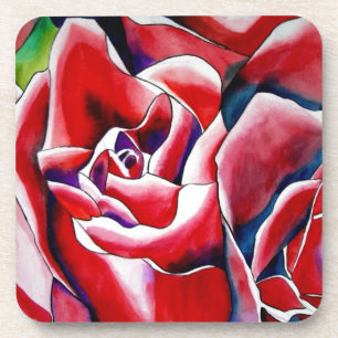 Roze waterverf originele rozen onderzetter
