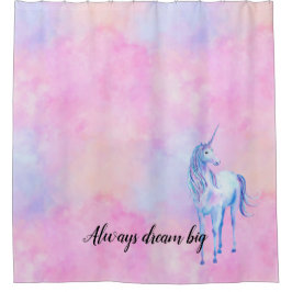 Roze Waterverf Paarse Unicorn Douchegordijn