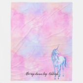 Roze Waterverf Paarse Unicorn Fleece Deken (Voorkant)