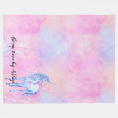 Roze Waterverf Paarse Unicorn Fleece Deken (Voorkant (Horizontaal))