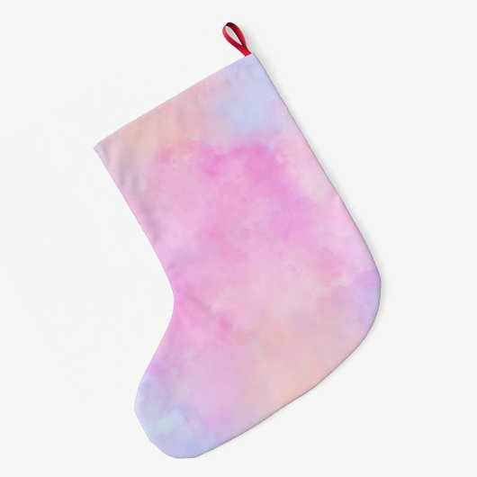 Roze Waterverf Paarse Unicorn Grote Kerstsok (Achterkant (Hangend))