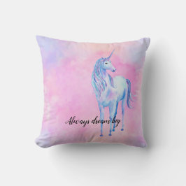 Roze Waterverf Paarse Unicorn Kussen