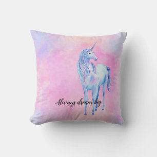Roze Waterverf Paarse Unicorn Kussen