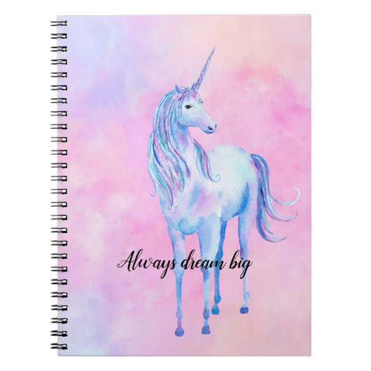 Roze Waterverf Paarse Unicorn Notitieboek (Voorkant)