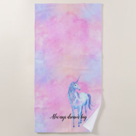 Roze Waterverf Paarse Unicorn Strandlaken