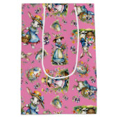 Roze  Waterverf Paashaas Eieren & Bloemen Medium Cadeauzakje (Achterkant)