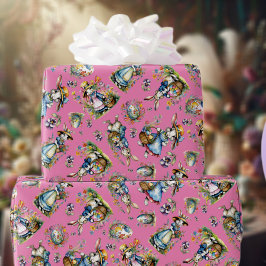 Roze Waterverf  paashaas eitjes bloemig Cadeaupapier