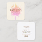 Roze Waterverf Palm Branch Tropical Event Planner Vierkante Visitekaartje (Voorkant / Achterkant)