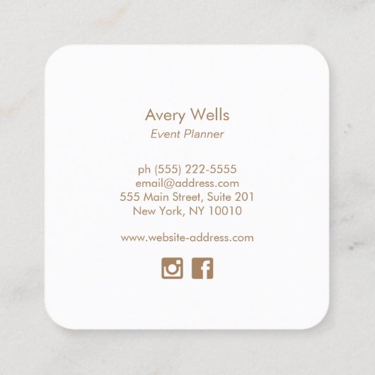 Roze Waterverf Palm Branch Tropical Event Planner Vierkante Visitekaartje (Achterkant)