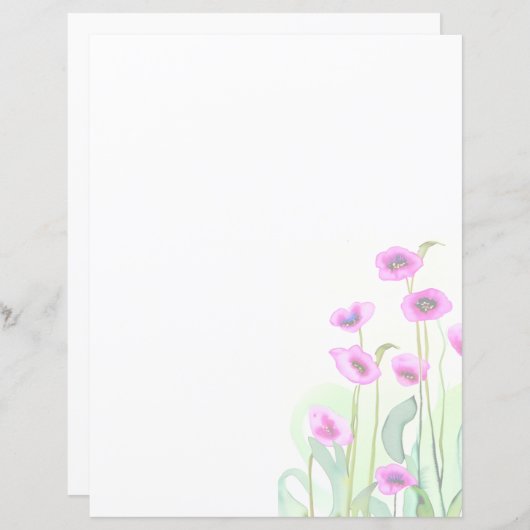 Roze waterverf papavers (Voorkant / Achterkant)