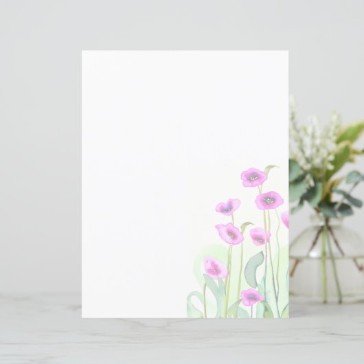 Roze waterverf papavers (Staand voorkant)