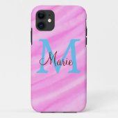 Roze waterverf pastel toevoegen titel monogram let Case-Mate iPhone case (Achterkant)